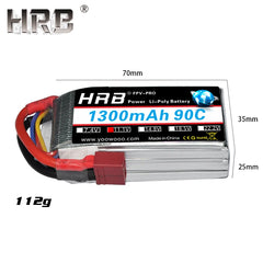 1/2/4 Pack HRB 3S 11.1V 1300mah Lipo Battery 90C 70*35*25mm For RC Product Like RC Quadcopter, Helicopter, Boat, Car, Airplane