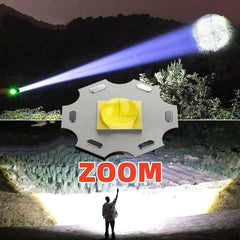 1000000LM High Power Rechargeable LED Flashlight Work 14H Ultra Powerful 2000M Flashlight Camping Fishing Emergency Zoom Lantern