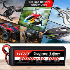 2PC HRB Graphene Battery 2S 3S 4S 6S RC Lipo Battery 11.1v 14.8v 22.2v 1300mah 1500mah 2200mah 4000mah 5000mah 6000mah 100C Lipo