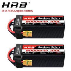 2PC HRB Graphene Battery 2S 3S 4S 6S RC Lipo Battery 11.1v 14.8v 22.2v 1300mah 1500mah 2200mah 4000mah 5000mah 6000mah 100C Lipo
