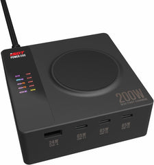 ISDT Power 200W USB C Charging Station 4-Port USB Plus 1 Wireless Charge Port, USB C Wall/Desktop Fast Charger with LED Display&App Control for MacBook, iPad, iPhone, Galaxy, Pixel