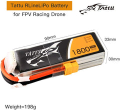 Tattu 14.8V 1800mAh 4S 75C LiPo Battery Pack with XT60 Plug for FPV Racing LRC Freestyle CX Pro Quadcopter Vortex