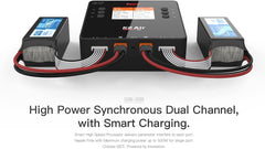ISDT K2 Air Lipo Battery Charger Discharger 2-6S AC 200W DC 500Wx2 20A Dual Channel Smart Charger for Life Lilon LiHv NiMH RC Battery Balance Charger - Bluetooth APP Control, LCD Display