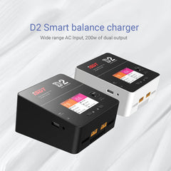 ISDT lipo Battery Charger D2 MK2 with AC 2x200W Dual Output Mode,Hobby Smart Lipo Charger Discharger for 1-6S Li-ion Life NiCd NiMH LiHV PB Smart Battery