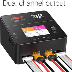 ISDT D2 Mark 2 LiPo Battery Balance Charger Duo Discharger Dual 200W 12A2 AC Dual Channel Output 1-6S Li-ion Life NiCd NiMH LiHV PB Smart Battery