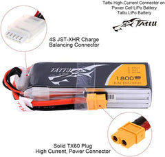 Tattu 14.8V 1800mAh 4S 75C LiPo Battery Pack with XT60 Plug for FPV Racing LRC Freestyle CX Pro Quadcopter Vortex