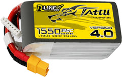 TATTU R-Line Version 4.0 6S Lipo Battery 22.2V 130C 1550mAh Lipo Battery Pack with XT60 Plug for Racing