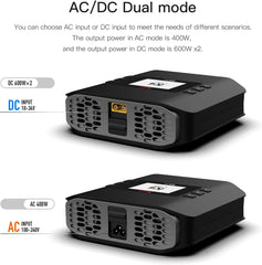 ISDT K4 Dual Lipo Battery Charger Discharger RC Lipo Charger AC400W/DC600Wx2 for 1-8s Life,Lilon/Hv,Pb,NiMH/Cd Battery Balance Charger Smart Charger