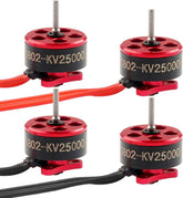 HAPPYMODEL 2/4pcs SE0802 0802 1-2S Brushless Motor 22000KV 25000KV 1.0mm 0.8mm Shaft Diameter Mini Motors for Indoor FPV Racing Drones (25000KV 4Pcs CCW + CW)