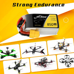 TATTU 850mAh 11.1V 75C 3S LiPo Battery Pack with XT60 Plug for Multirotor FPV 150 180 Size Quadcopter