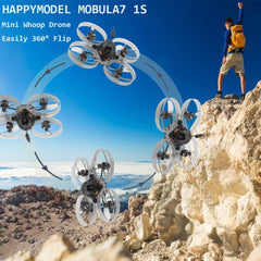 Happymodel Mobula 7 1S FRSKY Brushless Drone with Camera for Adults, Mobula7 Frsky BNF Drone Mini FPV Whoop Racing Drones, Indoor Skyquad Quadcopter Aircraft for Beginners Birthday Christmas Gifts