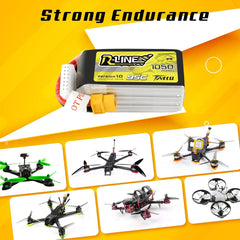 TATTU R-Line 22.2V 1050mAh 95C 6S LiPo Battery Pack with XT60 Plug for Professional FPV Racing