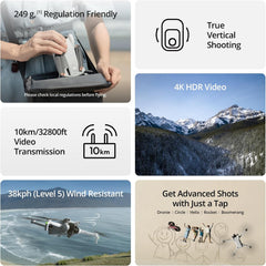 DJI Mini 3 Fly More Combo (DJI RC), Lightweight 3x Mechanical Gimbal Mini Camera Drone with 4K HDR Video, 3 Batteries for 114-min Flight Time, Vertical Shooting, 32800ft (10km) Video Transmission