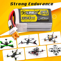 TATTU R-Line Version 5.0 3S Lipo Battery 11.1V 150C 850mAh Lipo Battery Pack with XT30U-F Plug