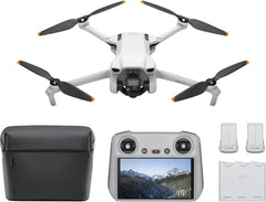 DJI Mini 3 Fly More Combo (DJI RC), Lightweight 3x Mechanical Gimbal Mini Camera Drone with 4K HDR Video, 3 Batteries for 114-min Flight Time, Vertical Shooting, 32800ft (10km) Video Transmission