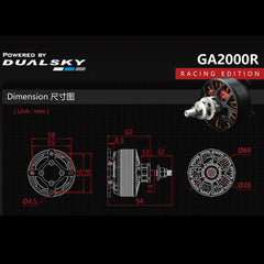 DUALSKY GA2000R 480KV 25cc class high power brushless motor for for E-conversion of gasoline airplane