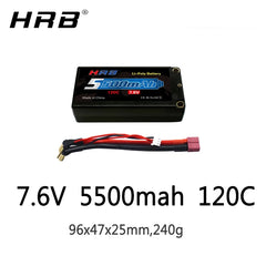 HRB 2S 7.6V 5500mah Hard Case Lipo Battery 120C 5.0mm Bullet Connector RC Car RC Truck RC Truggy RC Airplane UAV Drone