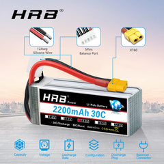 HRB 4S Lipo Battery 14.8V 2200mah Drone Battery 30C with XT60 Deans Connector For RC Car Truck Airplane Quadcopter Boat