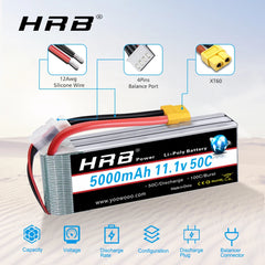 HRB 6S 4S 3S lipo battery 11.1V 14.8V 3300mah 4000mah 5000mah 6000mah battery XT60 Deans connector for RC Car Truck Drone Boat