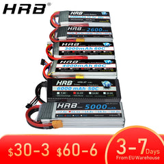 HRB Lipo Battery 2S 3S 4S 6S 1500mah 2200mah 2600mah 5000mah 6000mah 7000mah 4000mah 7.4V 11.1V 14.8V 22.2V T XT60 RC Parts