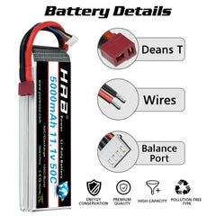HRB Lipo Battery 3S 4S 6S 5000mah 6000mah 3300mah 2200mah 11.1v 50C lipo with XT60 deans plug for RC Car helicopter Drone Boat