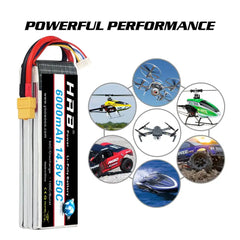 HRB Lipo Battery 3S 4S 6S 5000mah 6000mah 3300mah 2200mah 11.1v 50C lipo with XT60 deans plug for RC Car helicopter Drone Boat