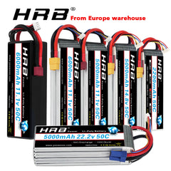 HRB Lipo Battery 3S 4S 6S 5000mah 6000mah 3300mah 2200mah 11.1v 50C lipo with XT60 deans plug for RC Car helicopter Drone Boat