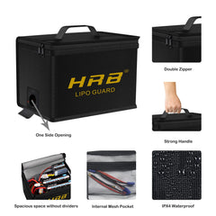 HRB Lipo Safe Bag Fireproof Safety Lipo Bag Large Capacity Storage Guard Battery Waterproof Explosion Proof Safe Fire Suitcase
