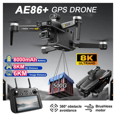 SJRC AE86+ 8K Pro Camera Drone GPS 3-axis stabilized PTZ With EIS Relay Professional Brushless Quadcopter Remote Controlled Dron