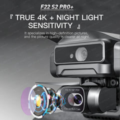 SJRC F22 S2 PRO+ Drone 4K Professional with Camera Laser Obstacle Avoidance 2-axis EIS Gimbal 5G WIFI GPS 6KM FPV RC Quadcopter