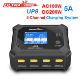 ULTRA POWER UP9 AC 100W DC 200W IPS LCD Four Channels Smart Blance Charger Discharger for 1-6S LiPo/LiHV/LiIon/LiFe Battery