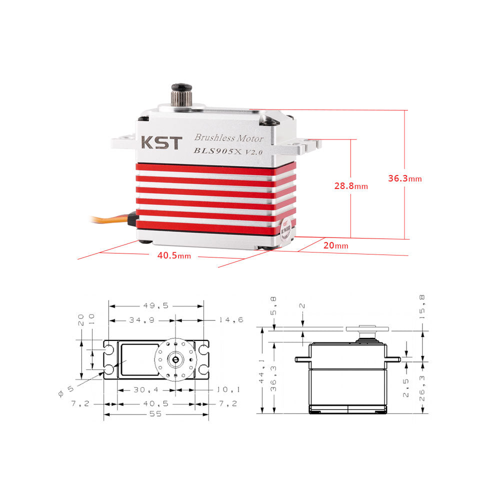 BLS905X Brushless Tail Servo 8kg.cm 0.035sec/60° for 550-700 Helicopters