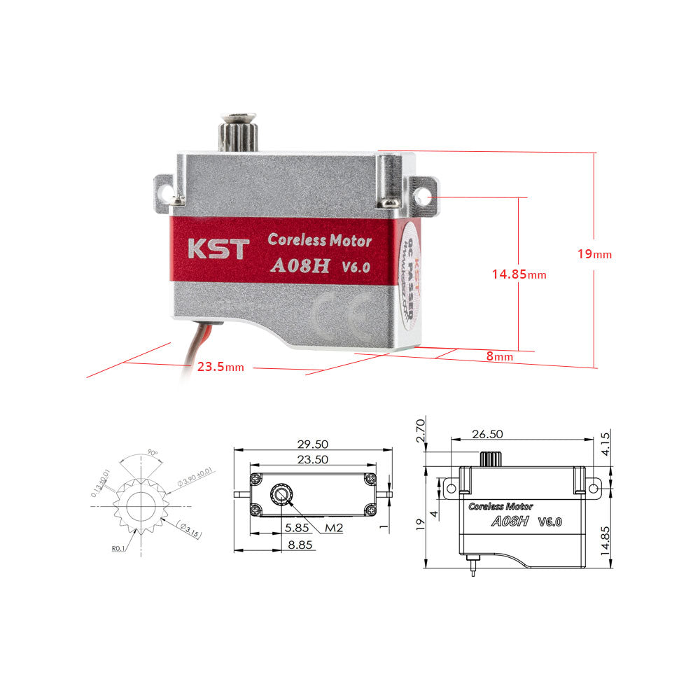 A08H V6.0 Coreless Metal Gear HV Servo 3.2kg.cm 0.09sec/60degree for Glider DLG