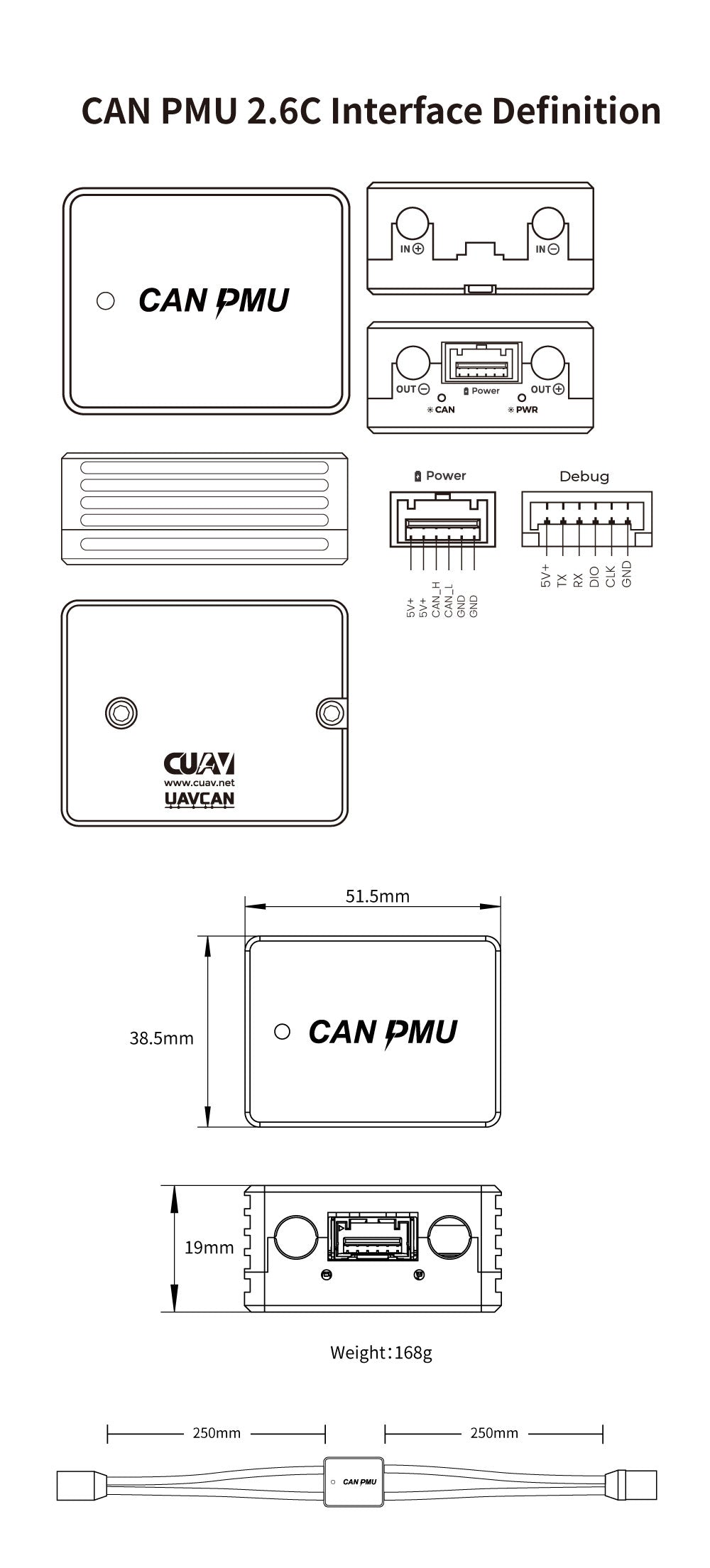 CUAV CAN PMU High Precision Power Detection Unit | For UAV and Flight Controller Drone Hardware