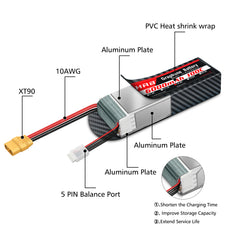 2PC HRB Graphene Battery 2S 3S 4S 6S RC Lipo Battery 11.1v 14.8v 22.2v 1300mah 1500mah 2200mah 4000mah 5000mah 6000mah 100C Lipo