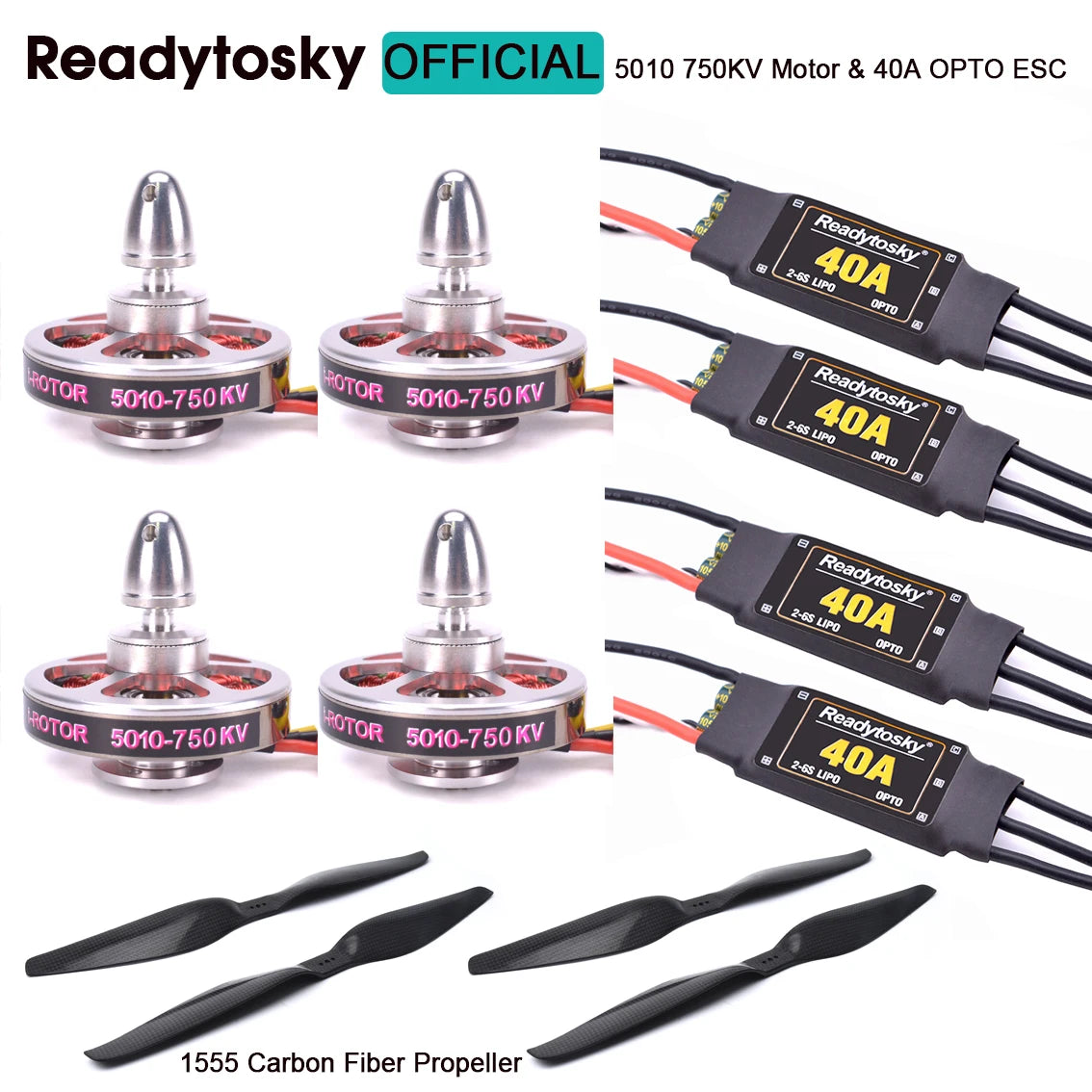 5010 360KV / 750kv High Torque Brushless Motors + Readytosky 40A OPTO 2-6S ESC 1555 Carbon Fiber Propeller for ZD680 ZD850 Quad