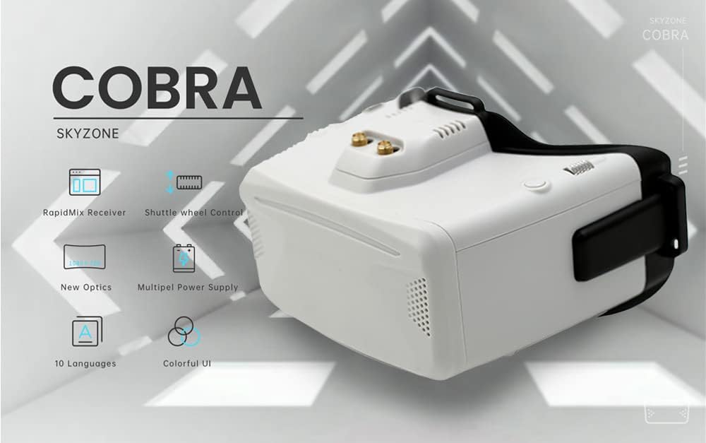 SKYZONE Cobra X V4 FPV Goggles 5.8Ghz 48CH FPV Receiver 1280x720 LCD with DVR for RC Airplane FPV Racing Drone（black）