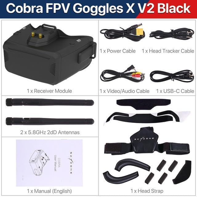skyzone v2 goggles Skyzone Cobra X V2 FPV Goggle 1280x720 5.8Ghz 48CH RapidMix Receiver F – All UAV market