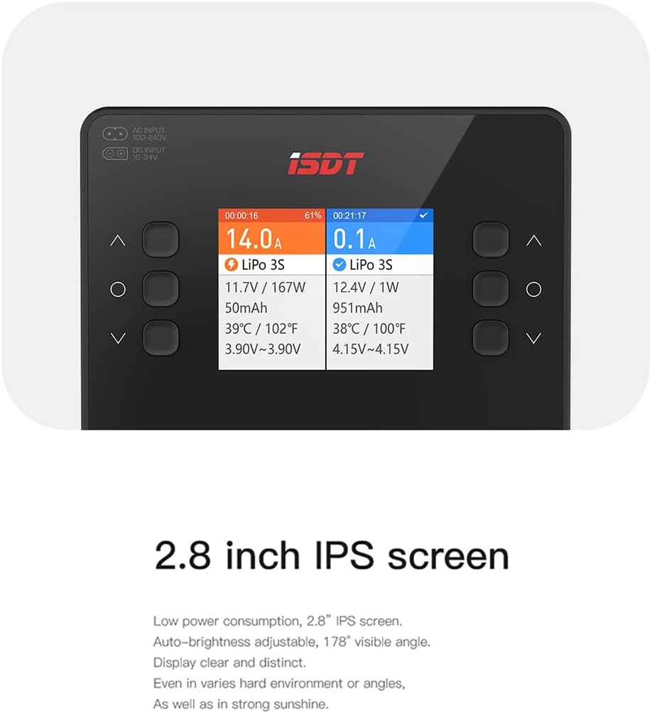 ISDT K2 Air Lipo Battery Charger Discharger 2-6S AC 200W DC 500Wx2 20A Dual Channel Smart Charger for Life Lilon LiHv NiMH RC Battery Balance Charger - Bluetooth APP Control, LCD Display