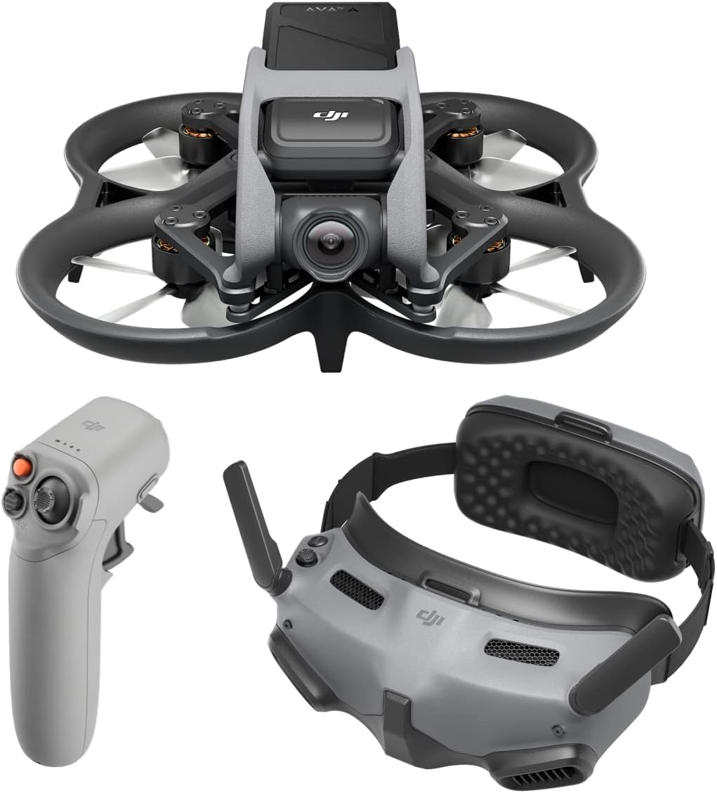 DJI Avata Pro-View Combo - First-Person View Drone UAV Quadcopter with 4K Stabilized Video, Super-Wide 155° FOV, Emergency Brake and Hover, Includes New RC Motion 2 and Goggles 2