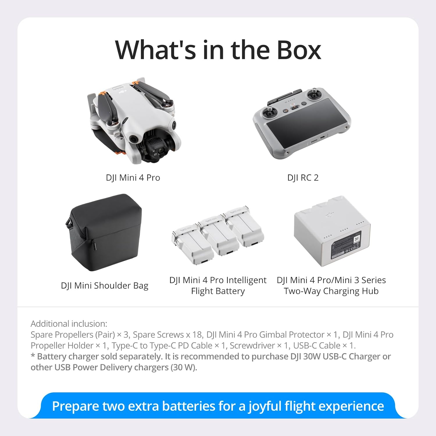 DJI Mini 4 Pro Fly More Combo with DJI RC 2, Mini Drone with 4K HDR Video, Under 0.549 lbs/249 g, 3 Batteries for up to 102 Mins Flight Time, Smart Return to Home, Drone with Camera for Beginners