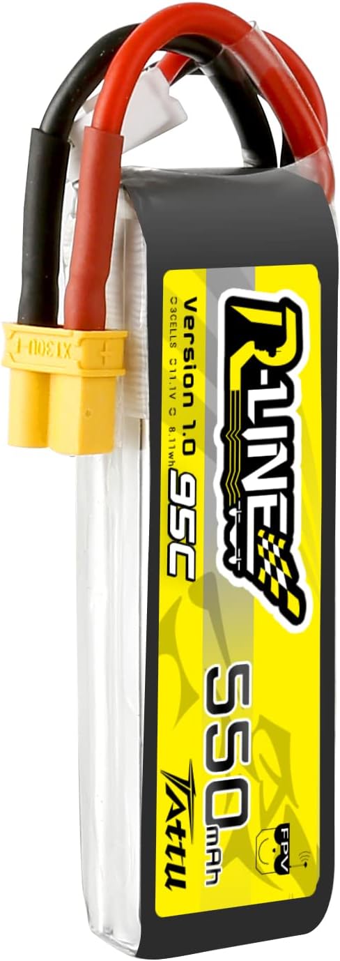 TATTU R-Line 3S Lipo Battery 550mAh 11.1V 95C with XT30 Plug for FPV Racing Quadcopter