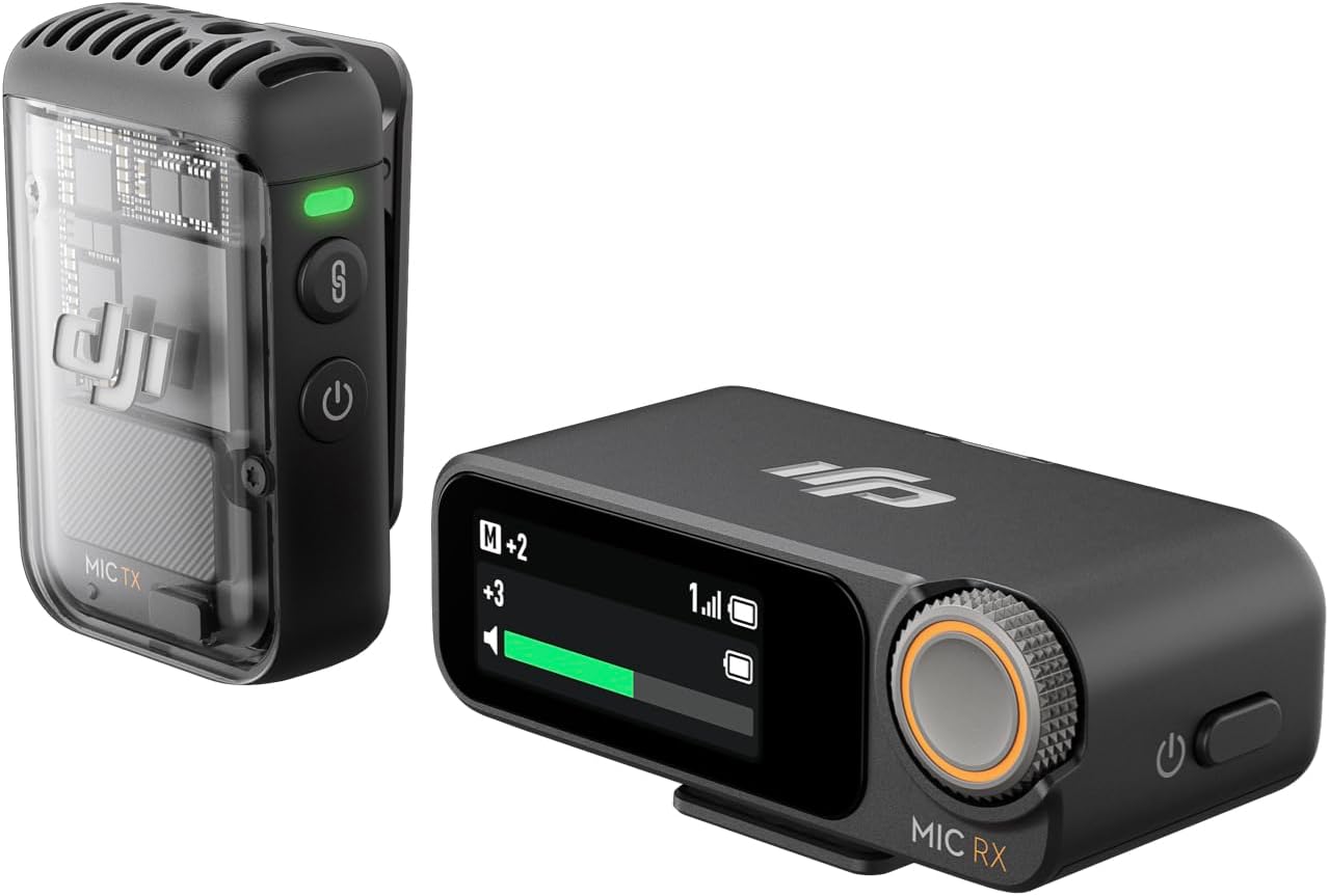 DJI Mic 2 Transmitter (Shadow Black), Wireless Microphone with Intelligent Noise Cancelling, 14-Hour Internal Recording, 6-Hour Battery, Magnetic Attachment, Bluetooth Microphone, YouTube, Vlogs
