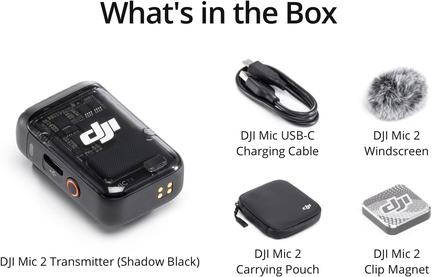 DJI Mic 2 Transmitter (Shadow Black), Wireless Microphone with Intelligent Noise Cancelling, 14-Hour Internal Recording, 6-Hour Battery, Magnetic Attachment, Bluetooth Microphone, YouTube, Vlogs