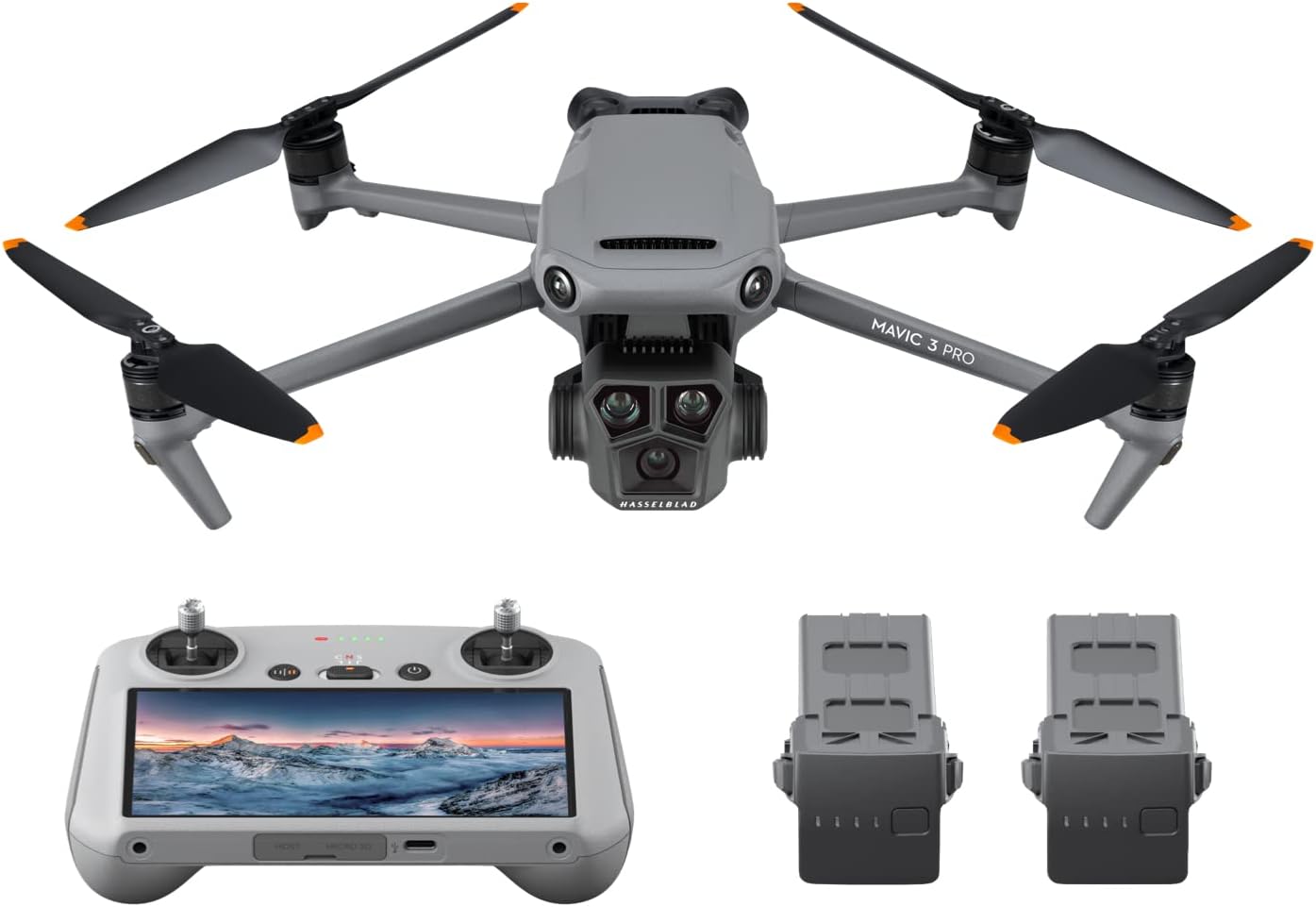 DJI Mavic 3 Pro with DJI RC, Flagship Triple-Camera Drone with 4/3 CMOS Hasselblad Camera, 43-Min Flight Time, 15km HD Video Transmission, FAA Remote ID Compliant, 4K Camera Drone for Adults