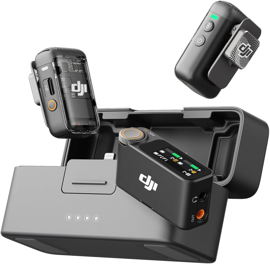 DJI Mic 2 Transmitter (Shadow Black), Wireless Microphone with Intelligent Noise Cancelling, 14-Hour Internal Recording, 6-Hour Battery, Magnetic Attachment, Bluetooth Microphone, YouTube, Vlogs