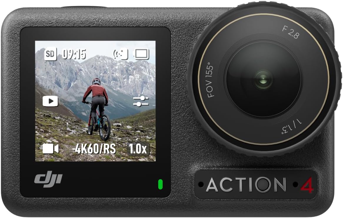 DJI Osmo Action 4 Adventure Combo, Waterproof Action Camera 4K with 1/1.3" Sensor, Stabilization, Dual Touchscreens, Up to 7.5 h with 3 Batteries, Mini Action Camera for Travel, Outdoor, Sports