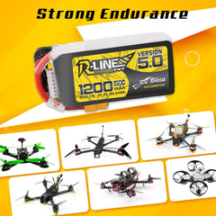 TATTU R-Line Version 5.0 6S Lipo Battery 22.2V 150C 1200mAh Lipo Battery Pack with XT60 Plug for Racing