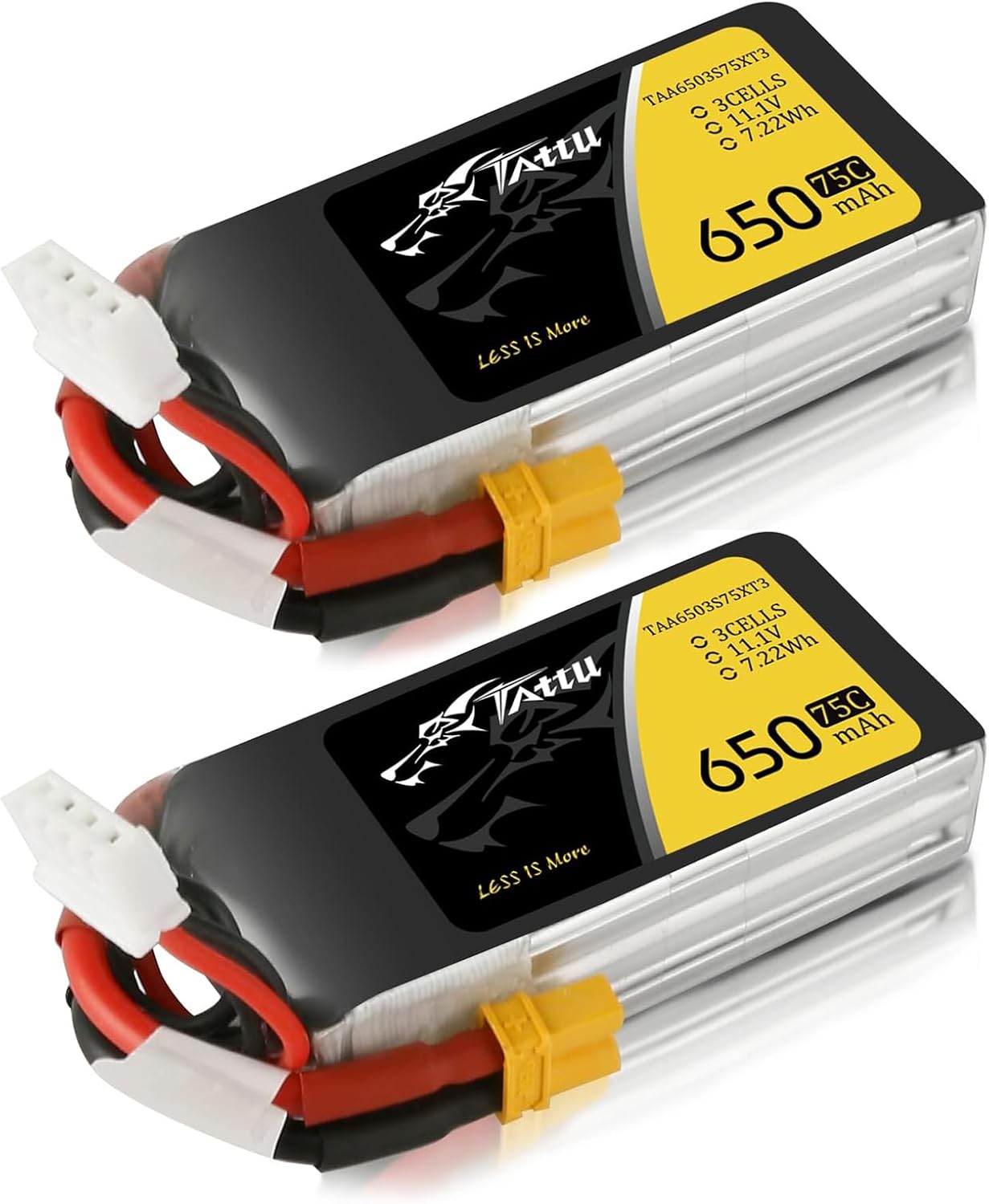 Tattu 11.1V 650mAh 75C 3S1P LiPo Battery Pack with XT30 Plug for 90 to 180 Size, Torrent 110, Lizard 95 Quadcopters