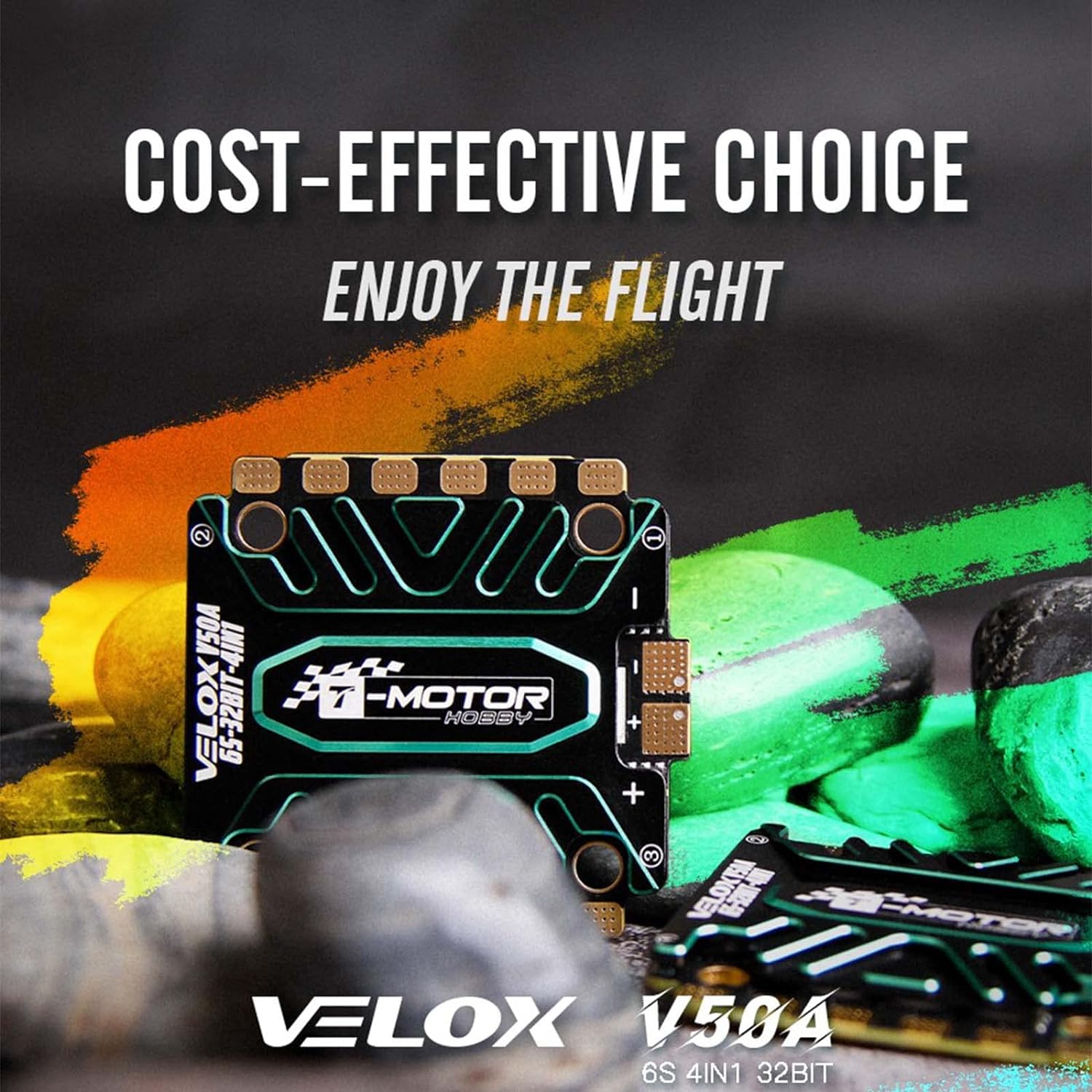 T-Motor Velox V50A 6S 4IN1 32BIT ESC, adopt QN3109 1.5mΩ MOS, cost- effective choice enjoy The flight